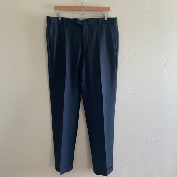 Zanella Todd Flat Front Luxury 120's Wool Serge Pant Navy Men’s Size 38 x 32 US - Picture 2 of 16